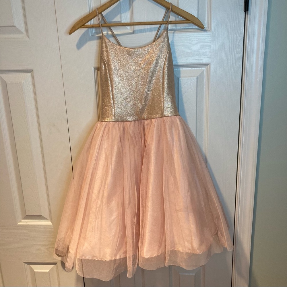 Zunie Gold Pink Tulle Formal Girls Party Dance Dress Princess Semi Formal 14